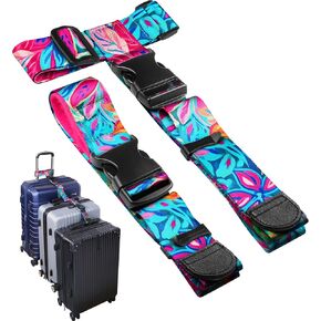 Slohif Luggage Straps to Connect Two Suitcases - Adjustable Add A Bag Suitcase Connector Strap Belt Accessories to Hold Suitcases Together for Travel Sea Wave
