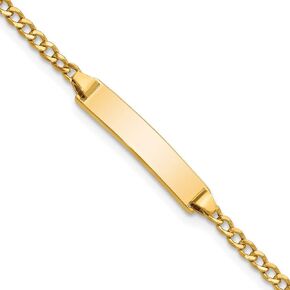 Jewels By Lux Engravable Personalized Custom 10K Yellow Gold Solid Curb Link ID Bracelet For Women Length 5.5 inches Width 4.17 mm With Lobster Claw Clasp