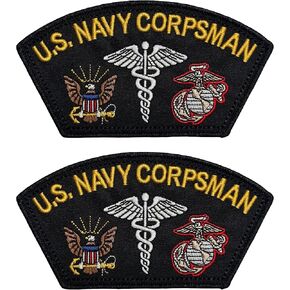 Navy Corpsman Patch Fleet Marine Force FMF (Black, 2 Pack)