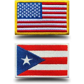 Antrix 2 Pack American Flag Patch Summer Puerto Rico Flag Patch Puerto Rican Flags Tactical Patch for Clothes Hat Caps Backpacks Military Clothing Team and Work Patch（Puerto Rico）
