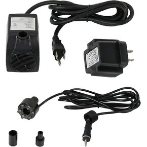Sunnydaze 200 GPH Submersible Water Pump – 12W, 12V Small Fountain Pump with Adjustable Flow, White LED Light & Transformer for Outdoor Fountains, Bird Baths, Aquariums