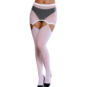 Kaei&Shi Garter Belt And Thigh Highs Set,High Waisted Micro Skirt With Clips,Fishnet Stockings For Women Sexy Rave Club in Kuwait