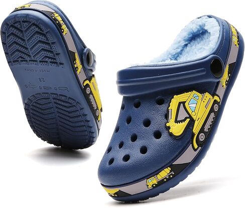 CERYTHRINA Kids Fur Lined Garden Clogs: Cartoon Sandals - Fleece Winter Warm House Slippers for Boys Girls Toddler in Saudi Arabia