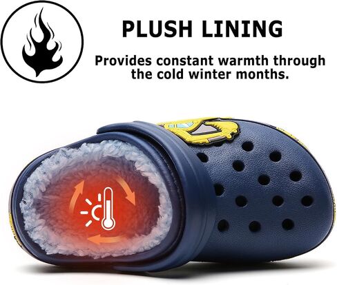 CERYTHRINA Kids Fur Lined Garden Clogs: Cartoon Sandals - Fleece Winter Warm House Slippers for Boys Girls Toddler in Saudi Arabia