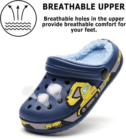 CERYTHRINA Kids Fur Lined Garden Clogs: Cartoon Sandals - Fleece Winter Warm House Slippers for Boys Girls Toddler in Saudi Arabia