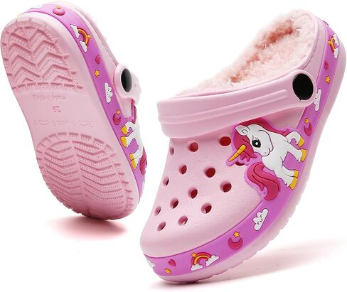 CERYTHRINA Kids Fur Lined Garden Clogs: Cartoon Sandals - Fleece Winter Warm House Slippers for Boys Girls Toddler in Saudi Arabia
