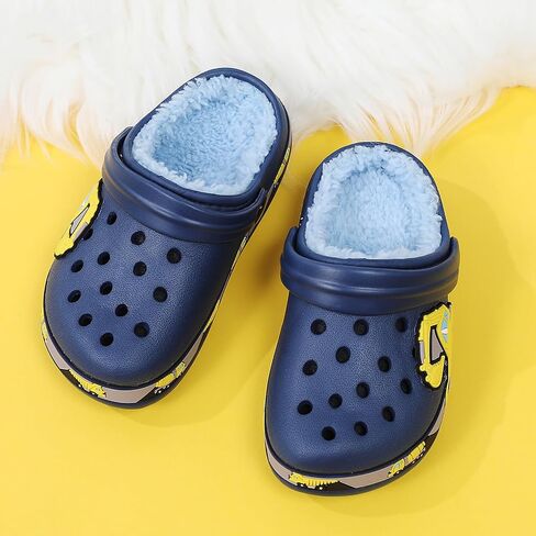 CERYTHRINA Kids Fur Lined Garden Clogs: Cartoon Sandals - Fleece Winter Warm House Slippers for Boys Girls Toddler in Saudi Arabia