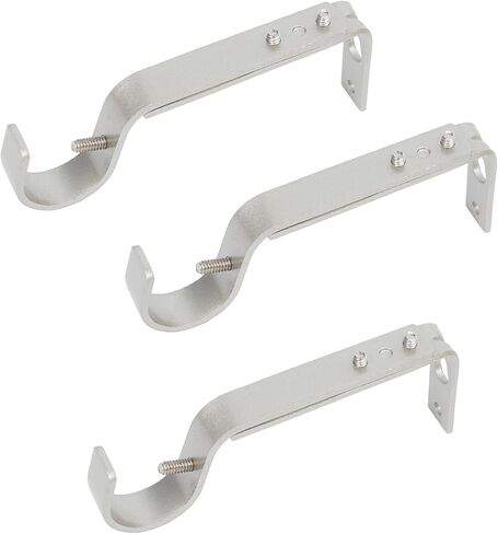 Adjustable Curtain Rod Brackets, 3 Pcs Premium Rod Brackets for Wall, Curtain Rod Holder, Drapery Rod Holders Hardware Window Curtain Rod Support Hanger for 7/8 or 1-Inch Rod (Black) in Saudi Arabia