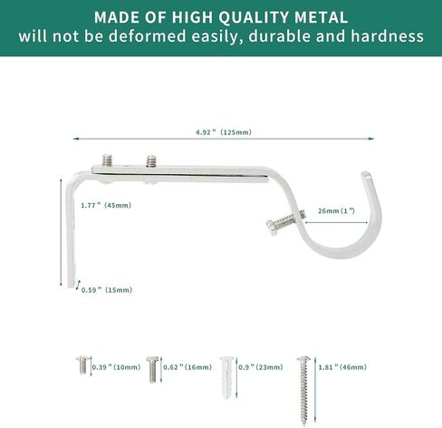 Adjustable Curtain Rod Brackets, 3 Pcs Premium Rod Brackets for Wall, Curtain Rod Holder, Drapery Rod Holders Hardware Window Curtain Rod Support Hanger for 7/8 or 1-Inch Rod (Black) in Saudi Arabia