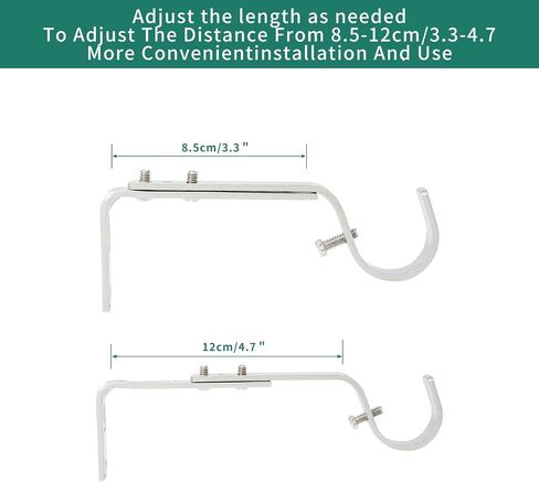 Adjustable Curtain Rod Brackets, 3 Pcs Premium Rod Brackets for Wall, Curtain Rod Holder, Drapery Rod Holders Hardware Window Curtain Rod Support Hanger for 7/8 or 1-Inch Rod (Black) in Saudi Arabia