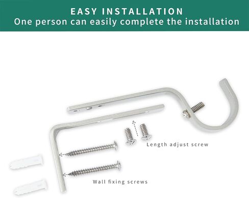Adjustable Curtain Rod Brackets, 3 Pcs Premium Rod Brackets for Wall, Curtain Rod Holder, Drapery Rod Holders Hardware Window Curtain Rod Support Hanger for 7/8 or 1-Inch Rod (Black) in Saudi Arabia