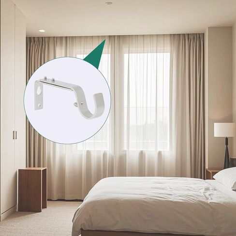 Adjustable Curtain Rod Brackets, 3 Pcs Premium Rod Brackets for Wall, Curtain Rod Holder, Drapery Rod Holders Hardware Window Curtain Rod Support Hanger for 7/8 or 1-Inch Rod (Black) in Saudi Arabia