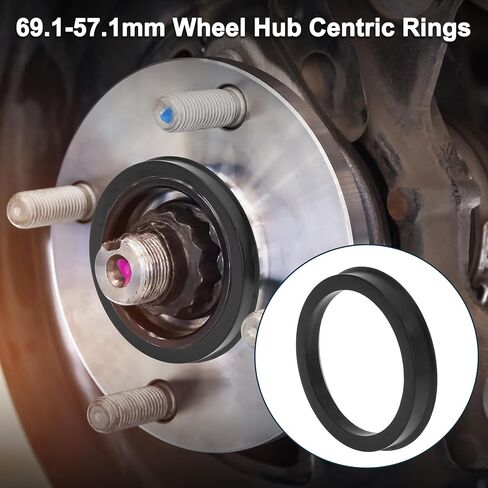 Car Wheel Hub Centric Rings Durable Wheels Center Shaft Shock Absorbing Hubrings Black 4 Pcs OD 69.1mm to ID 57.1mm Polycarbonate in Saudi Arabia