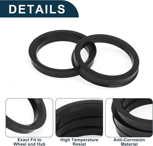 Car Wheel Hub Centric Rings Durable Wheels Center Shaft Shock Absorbing Hubrings Black 4 Pcs OD 69.1mm to ID 57.1mm Polycarbonate in Saudi Arabia