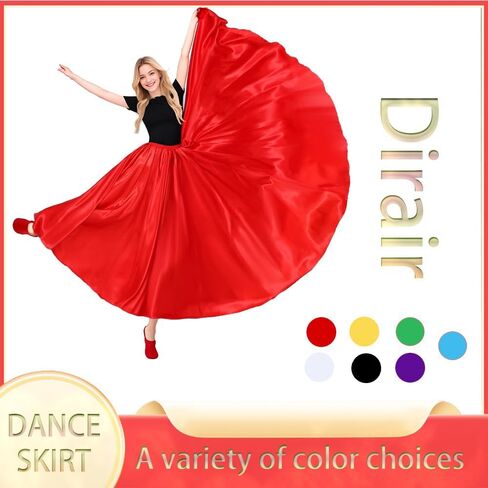 Women Satin Skirt Belly Dance Costume Festival Skirt Long Skirts Dancer Practice Wear 360 Degree in Saudi Arabia