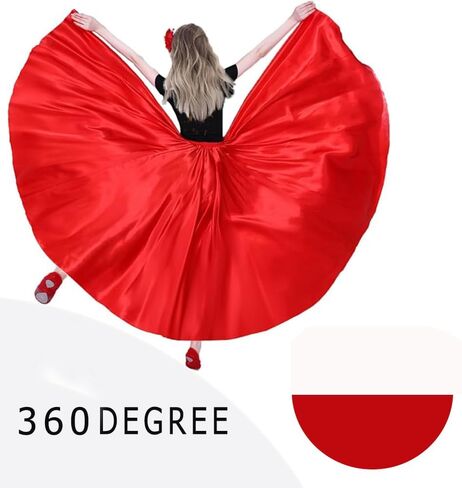 Women Satin Skirt Belly Dance Costume Festival Skirt Long Skirts Dancer Practice Wear 360 Degree in Saudi Arabia