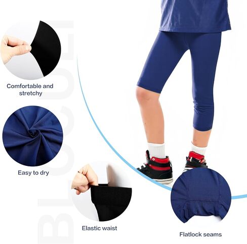 Blcculi 3 Pack Boys Compression Leggings,3/4 Youth Sports Leggings,Quick Dry Base Layer Athletic Tights for Running,Football in Kuwait