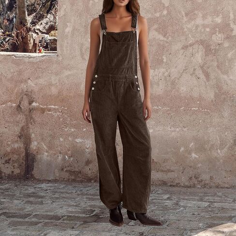 بوليتات نسائية للسيدات corduroy bib plebsuits wide legper romper مع جيوب in Kuwait