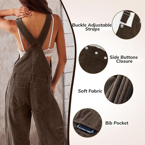 بوليتات نسائية للسيدات corduroy bib plebsuits wide legper romper مع جيوب in Kuwait