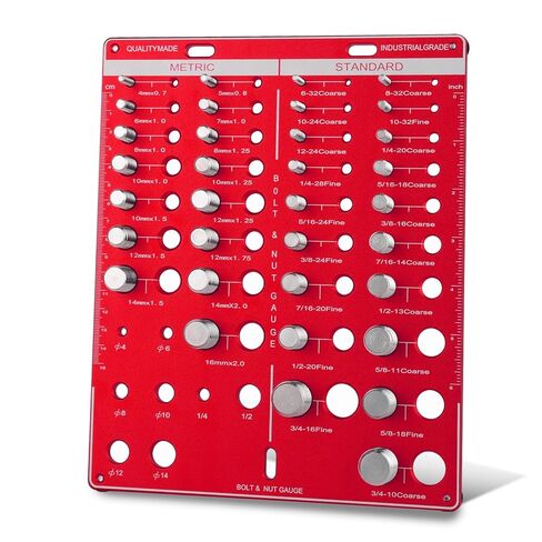 42 مدقق خيط الصواميل والمسامير، حجم الترباس ومقياس الخيط، مقياس معرف البراغي والصواميل القياسي والمتري، أداة قياس حجم المسمار مع 19 مسمارًا قياسيًا و15 متريًا و8 رؤوس مثقاب in Kuwait