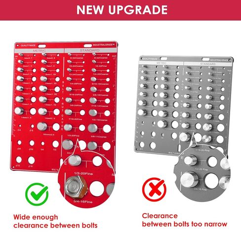 42 مدقق خيط الصواميل والمسامير، حجم الترباس ومقياس الخيط، مقياس معرف البراغي والصواميل القياسي والمتري، أداة قياس حجم المسمار مع 19 مسمارًا قياسيًا و15 متريًا و8 رؤوس مثقاب in Kuwait