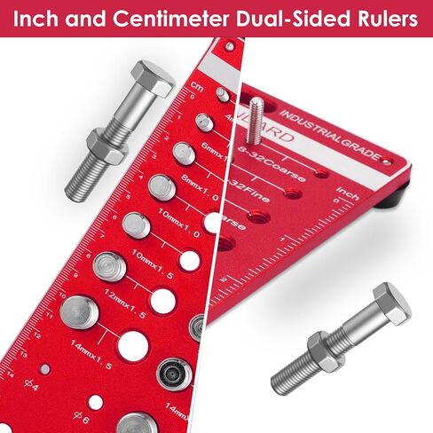 42 مدقق خيط الصواميل والمسامير، حجم الترباس ومقياس الخيط، مقياس معرف البراغي والصواميل القياسي والمتري، أداة قياس حجم المسمار مع 19 مسمارًا قياسيًا و15 متريًا و8 رؤوس مثقاب in Kuwait