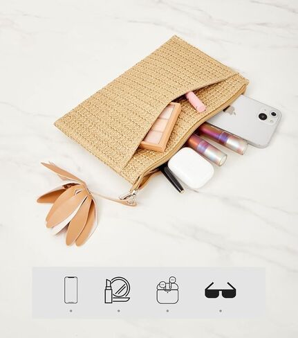 Women Straw Beach Clutch Purse Handbag Summer Elegant Vacation Style Shoulder Bag Crossbody Bag in Kuwait