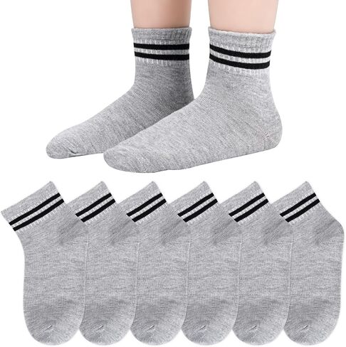 Kids Boys or Girls‘s Thick Stripe Socks，Crew Socks ，Athletic Socks For School Kids in 5-12 years，5 Pair Pack， in Saudi Arabia