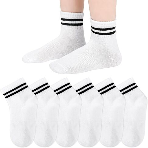 Kids Boys or Girls‘s Thick Stripe Socks，Crew Socks ，Athletic Socks For School Kids in 5-12 years，5 Pair Pack， in Saudi Arabia