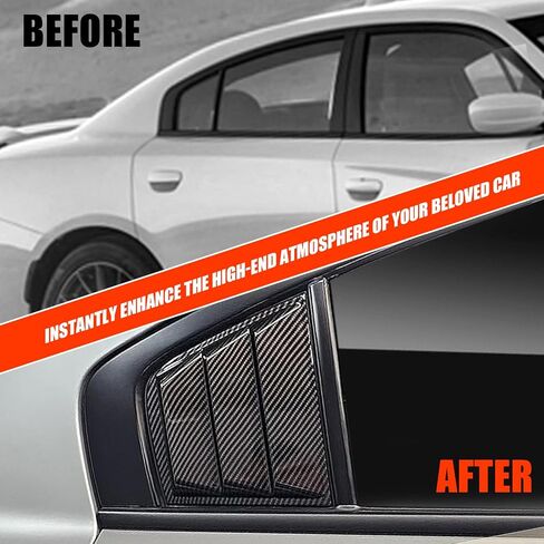 for Dodge Charger 2011-2024 Side Window Louvers Air Vent Scoop Shades Cover Blinds ABS (Carbon Fiber Black) in Saudi Arabia