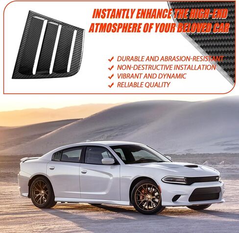 for Dodge Charger 2011-2024 Side Window Louvers Air Vent Scoop Shades Cover Blinds ABS (Carbon Fiber Black) in Saudi Arabia