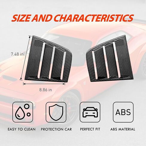 for Dodge Charger 2011-2024 Side Window Louvers Air Vent Scoop Shades Cover Blinds ABS (Carbon Fiber Black) in Saudi Arabia