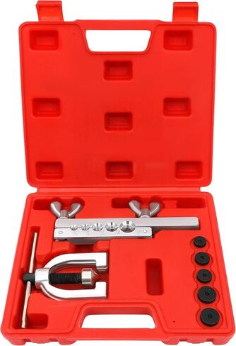 Double & Single Flaring Tool Kit Brake line Flaring Tool Double Flaring Tool Kit for Brake Line and Brass Tubing Tool with Extra Adapters 45 Degrees Red in Saudi Arabia