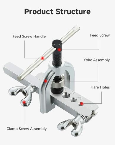 Double & Single Flaring Tool Kit Brake line Flaring Tool Double Flaring Tool Kit for Brake Line and Brass Tubing Tool with Extra Adapters 45 Degrees Red in Saudi Arabia