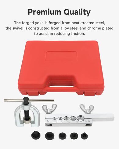 Double & Single Flaring Tool Kit Brake line Flaring Tool Double Flaring Tool Kit for Brake Line and Brass Tubing Tool with Extra Adapters 45 Degrees Red in Saudi Arabia