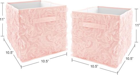 Sweet Jojo Designs White Floral Rose Foldable Fabric Storage Cube Bins Boxes Organizer Toys Kids Baby Childrens - Set of 2 - Solid Flower Luxurious Elegant Princess Boho Shabby Chic Luxury Glam Roses in Saudi Arabia