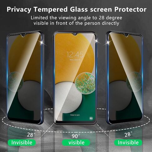 واقي شاشة للخصوصية مكون من 3 قطع مصمم لهاتف Samsung Galaxy A25 / A15 / A34، طبقة زجاجية مقواة مقاومة للتجسس، تغطية كاملة، صلابة 9H، مضاد لبصمات الأصابع، خالي من الفقاعات، سهل التركيب in Kuwait