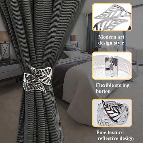 Curtain Tiebacks Curtain Holdbacks Aluminum Alloy Spring Design Gold Leaf Curtain Tie Simple Style Tiebacks for Drapes Or Curtain Ties Backs Curtain Modern Style Curtain Holdback Decorative (Gold) in Saudi Arabia