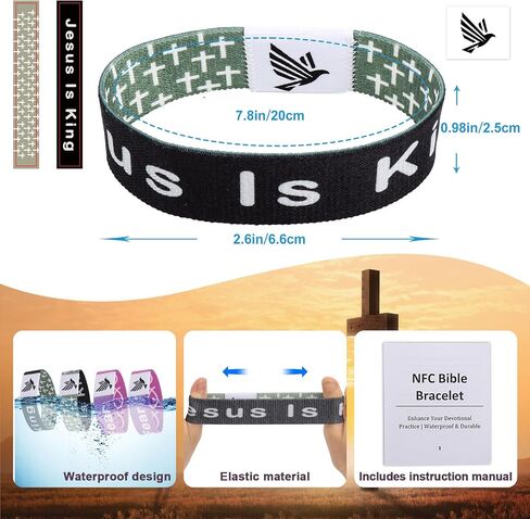 WALLFID 2 Pieces Set, Bible Verse Bracelets, Hang Loose Bands, Jesus Bracelets,Christian Bracelet, Phone Recognition, FPerfect for Most Adult Men, Women (Black, Large) in Saudi Arabia