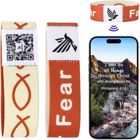WALLFID 2 Pieces Set, Bible Verse Bracelets, Hang Loose Bands, Jesus Bracelets,Christian Bracelet, Phone Recognition, FPerfect for Most Adult Men, Women (Black, Large) in Saudi Arabia