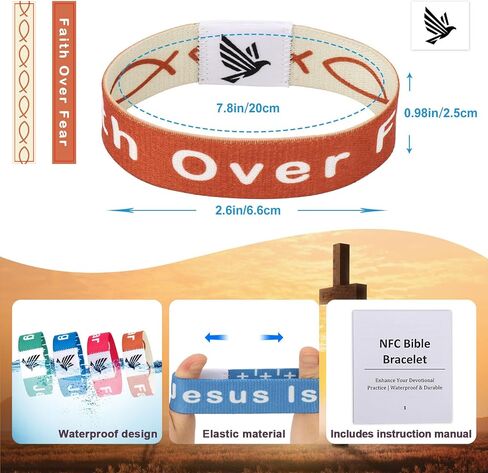 WALLFID 2 Pieces Set, Bible Verse Bracelets, Hang Loose Bands, Jesus Bracelets,Christian Bracelet, Phone Recognition, FPerfect for Most Adult Men, Women (Black, Large) in Saudi Arabia