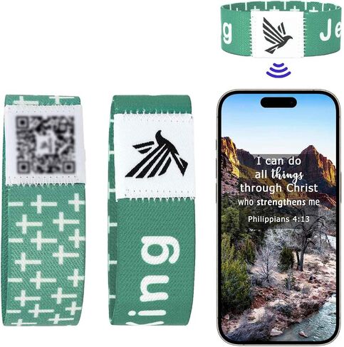 WALLFID 2 Pieces Set, Bible Verse Bracelets, Hang Loose Bands, Jesus Bracelets,Christian Bracelet, Phone Recognition, FPerfect for Most Adult Men, Women (Black, Large) in Saudi Arabia