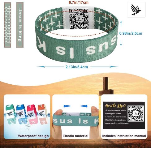 WALLFID 2 Pieces Set, Bible Verse Bracelets, Hang Loose Bands, Jesus Bracelets,Christian Bracelet, Phone Recognition, FPerfect for Most Adult Men, Women (Black, Large) in Saudi Arabia