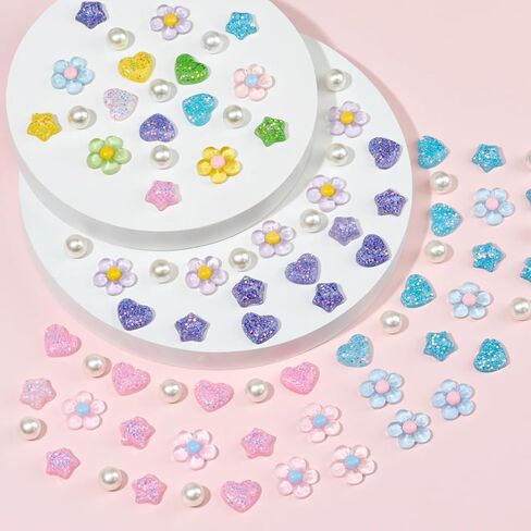 21Pcs Flower Shoe Charms for Clog Sandals, Heart, Star, Pearl Charms Accessories for Girls, DIY Shoe Decoration Charms for Women, Party Favor in Kuwait