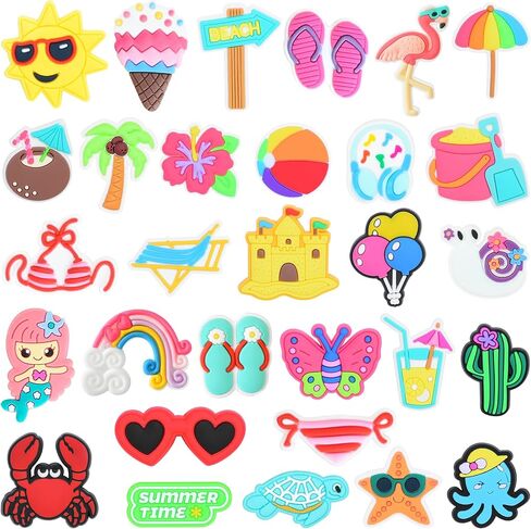 Random Shoes Charms for Girls Boys Teens, 30PCS Vibrant Shoe Decoration Charms Beach Sandals Accessories in Saudi Arabia