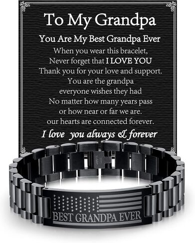 P.BLAKE Fathers Day Gifts for Best Dad/Grandpa/Uncle/Husband, Stainless Steel American Flag Watch Band Link Bracelet Jewelry Gifts in Saudi Arabia