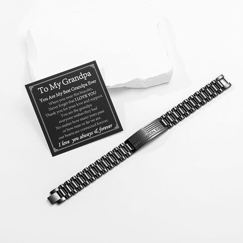 P.BLAKE Fathers Day Gifts for Best Dad/Grandpa/Uncle/Husband, Stainless Steel American Flag Watch Band Link Bracelet Jewelry Gifts in Saudi Arabia