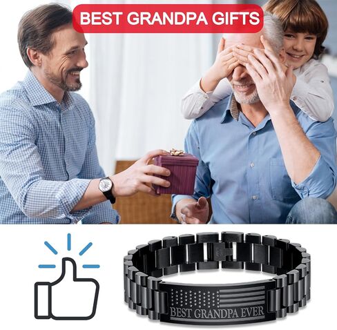 P.BLAKE Fathers Day Gifts for Best Dad/Grandpa/Uncle/Husband, Stainless Steel American Flag Watch Band Link Bracelet Jewelry Gifts in Saudi Arabia
