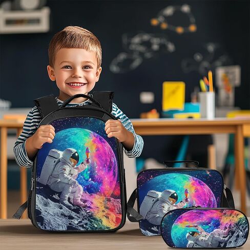 Monkey Backpack Set 3 Piece School Bags and Lunch Box with Pencil Case Funny Monkey Bookbag Set for Toddler Kids Girls Boys Teens Kindergarten Elementary Middle in Saudi Arabia