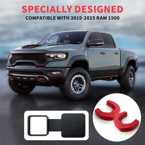 Automobile Towing Hook Cover, Trailer Hitch Cover Compatible with RAM 1500 Accessories 2019-2025. Customized 2-Inch Trailer Hitch Receiver Cover, Tube Plug (Red-Black) in Kuwait